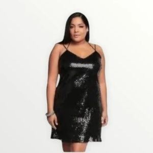 Torrid Black Sequin Strappy Racerback Mini Dress